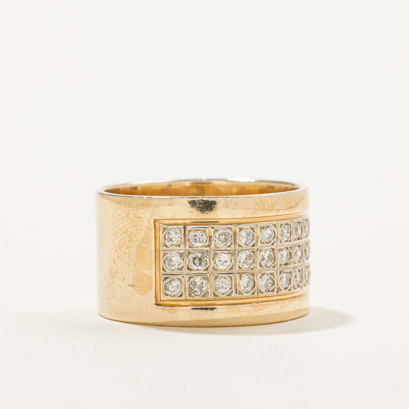 14k Diamond Grid Cigar Band | 0.75ctw | 13.90mm | SZ 11.5