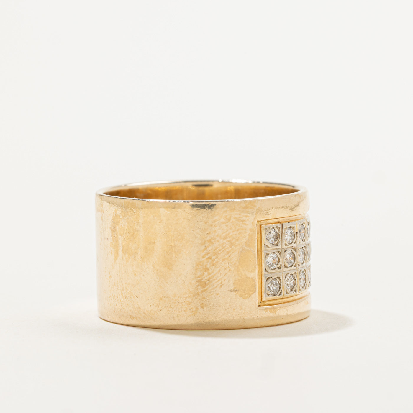 14k Diamond Grid Cigar Band | 0.75ctw | 13.90mm | SZ 11.5