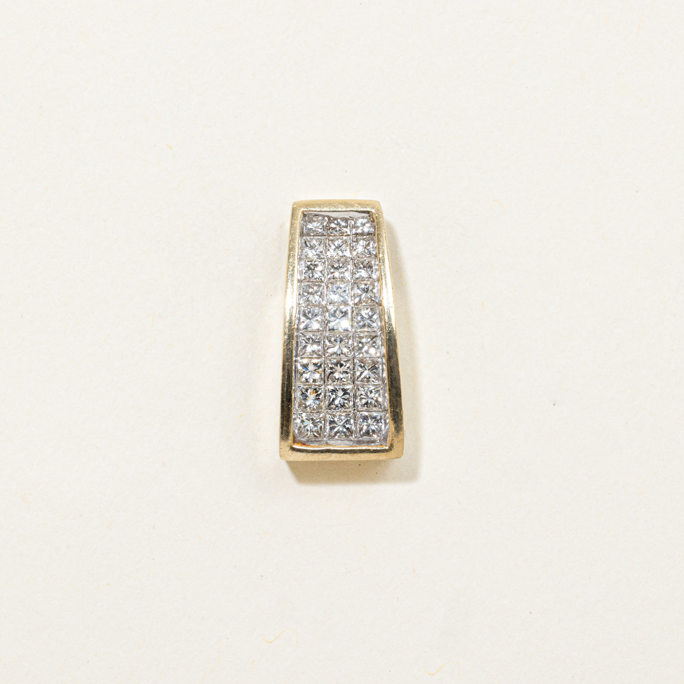 14k Princess Cut Invisible Set Diamond Geometric Pendant | 0.77ctw