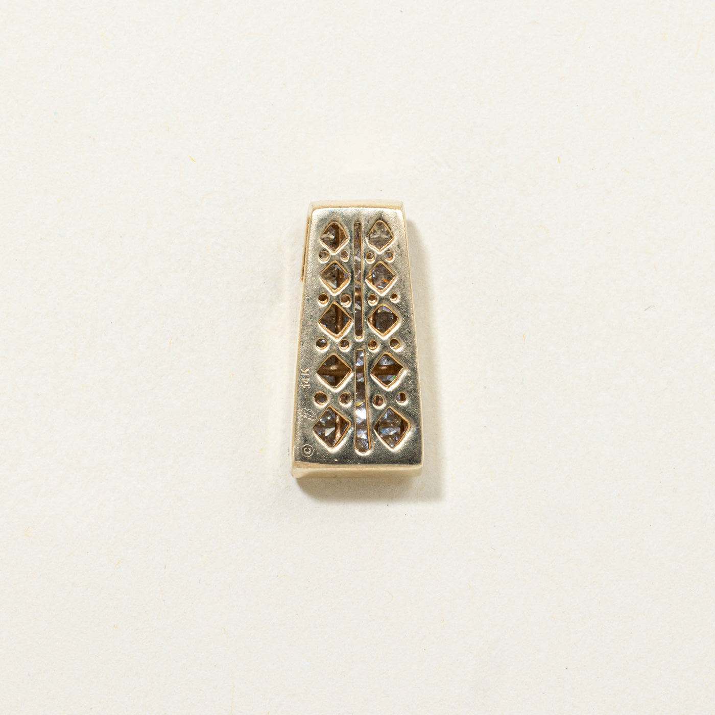 14k Princess Cut Invisible Set Diamond Geometric Pendant | 0.77ctw