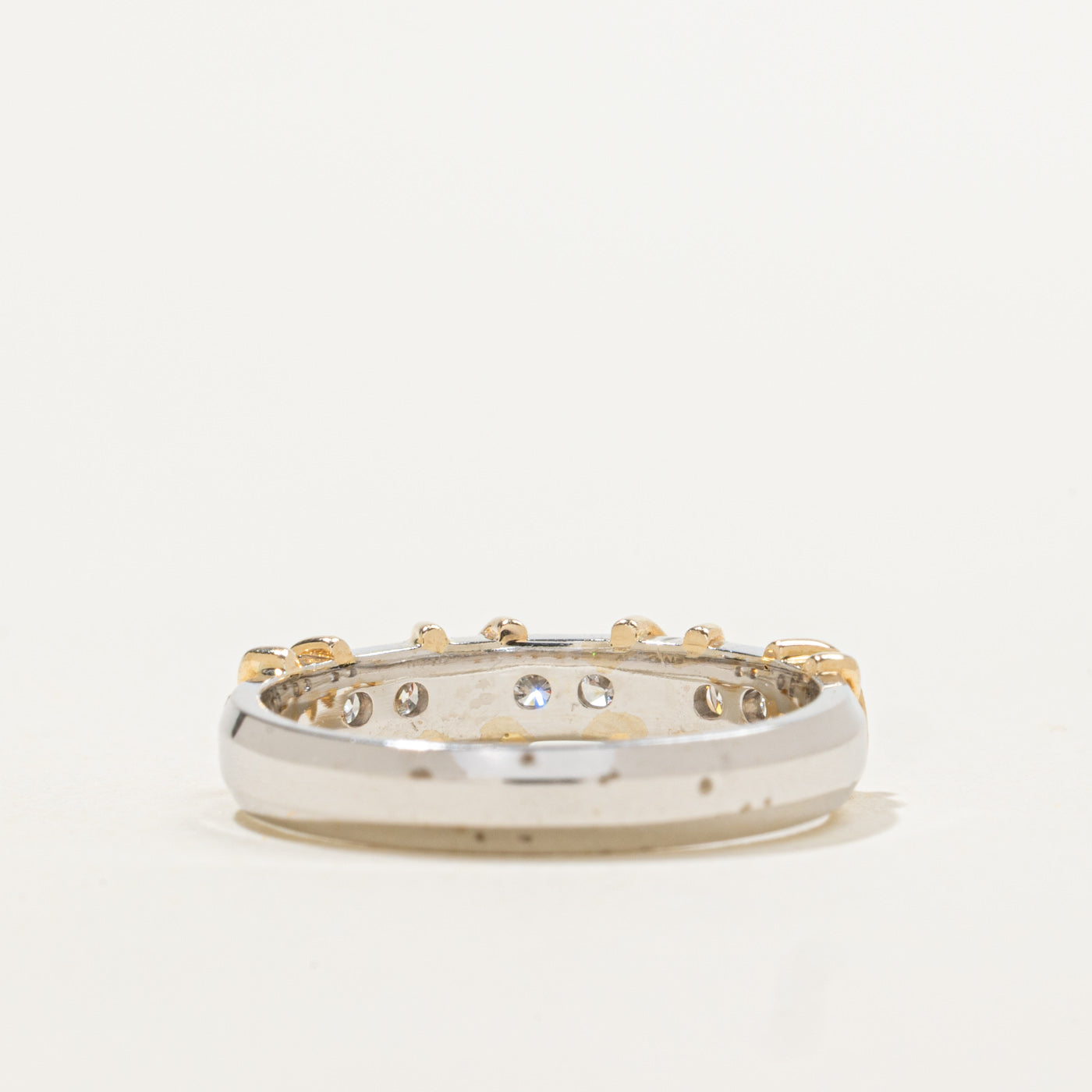 14k Two Tone Channel Set Diamond X Band | 0.25ctw | 4.65mm | SZ 6.25