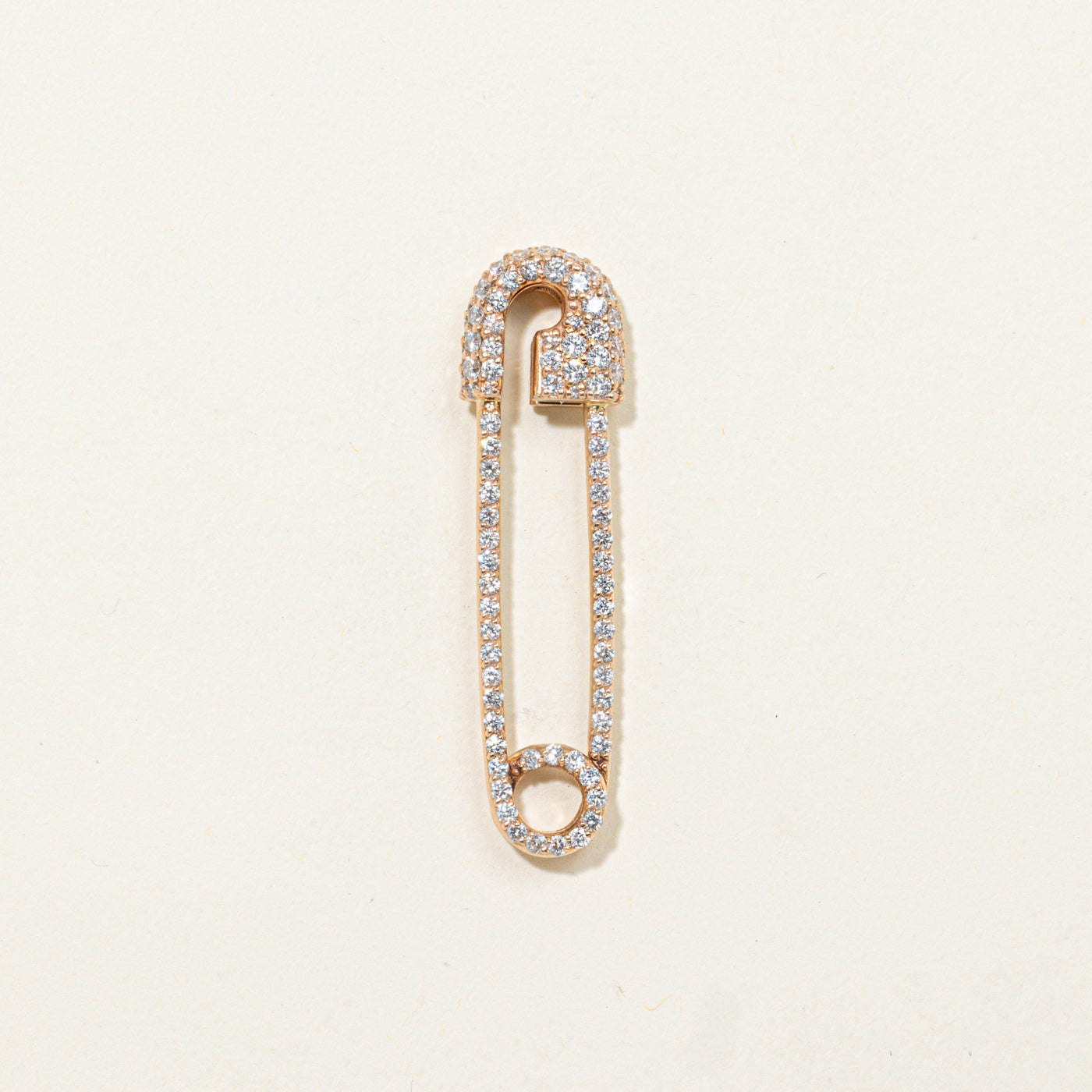 14k Diamond Safety Pin Pendant | 0.90ctw