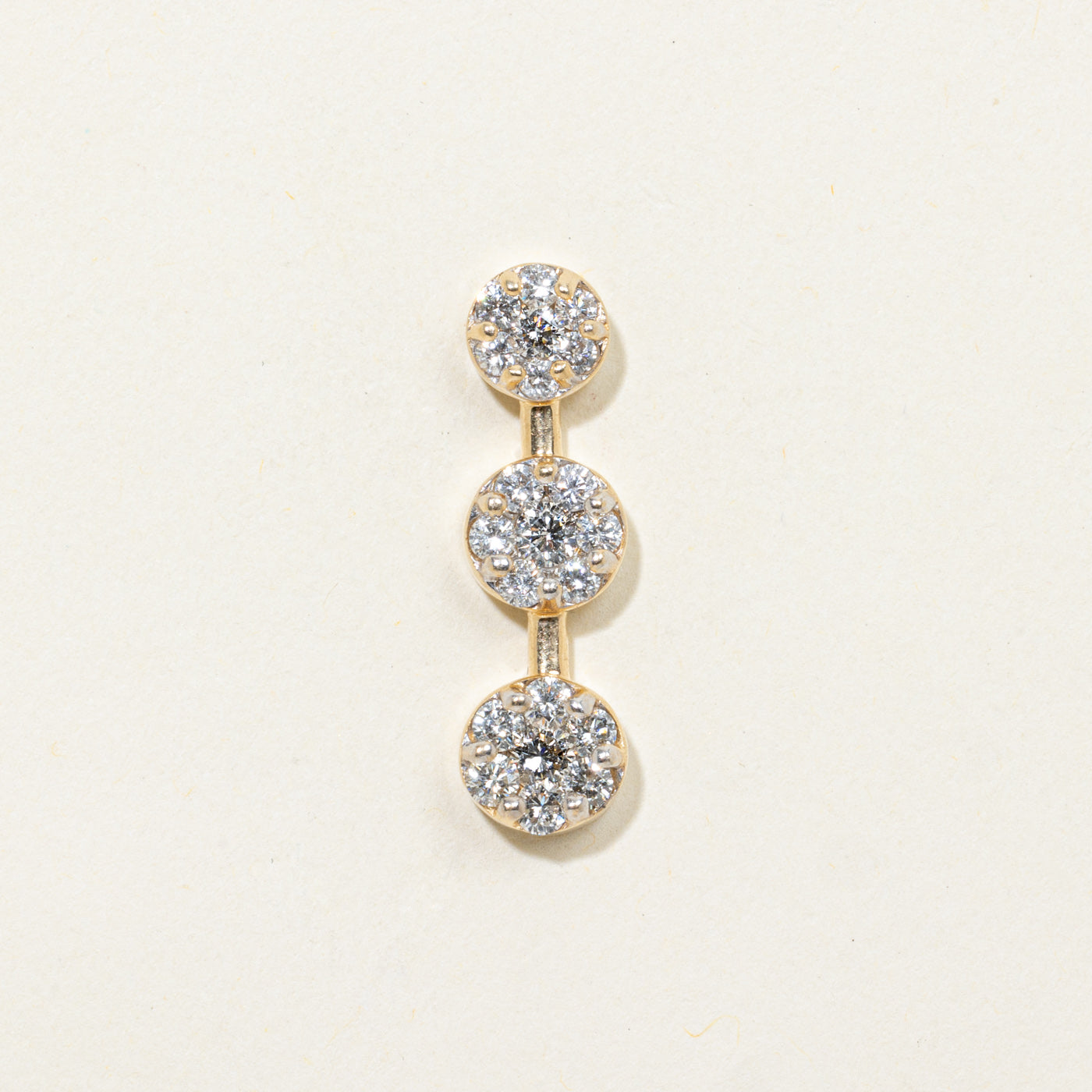 14k Diamond Multi Cluster Drop Pendant | 0.66ctw