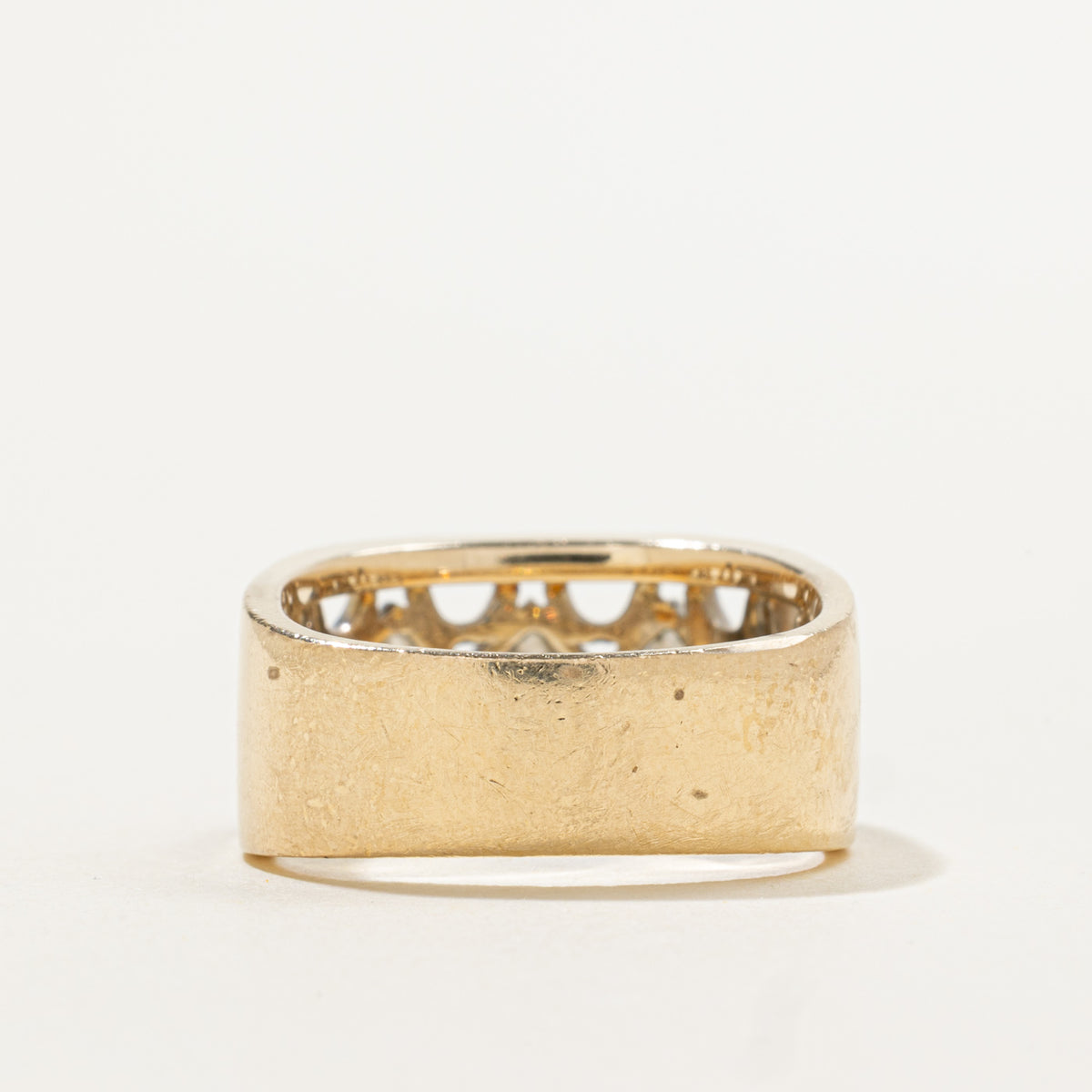 14k Princess Cut Diamond Openwork Geometric Band | 0.30ctw | 9.10mm | SZ 6.25