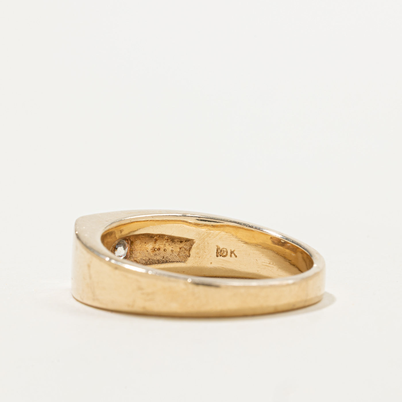 10k Side Set Diamond Grooved Ring | 0.25ct | SZ 10