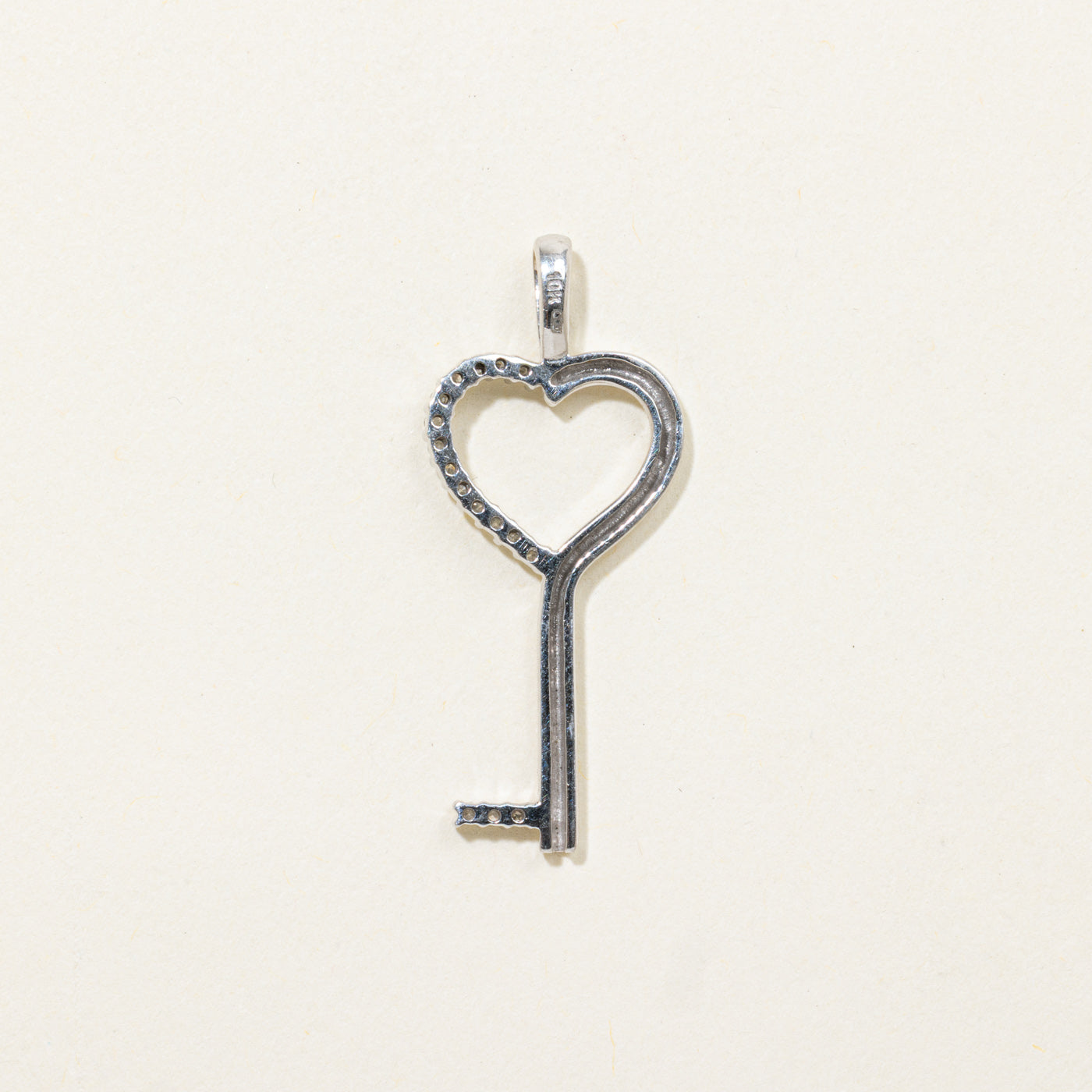 10k Diamond Heart Key Pendant | 0.05ctw