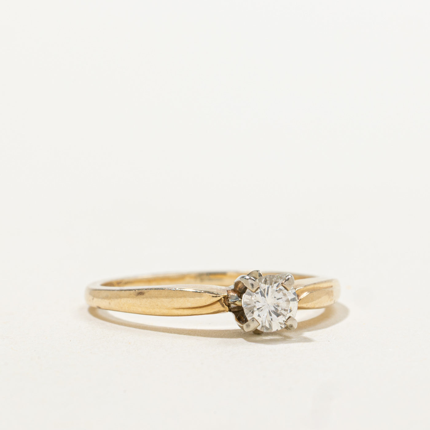14k Solitaire Diamond Reverse Tapered Ring | 0.22ct | SZ 5