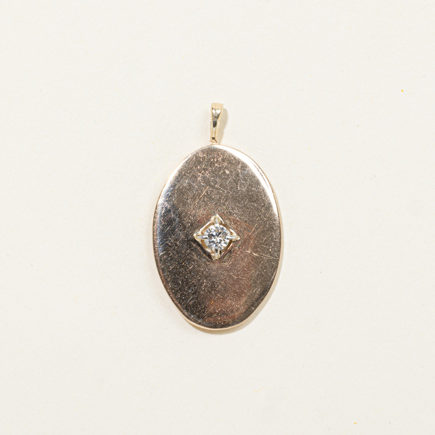 10k Diamond Accented Oval Pendant | 0.23ct VS2 I