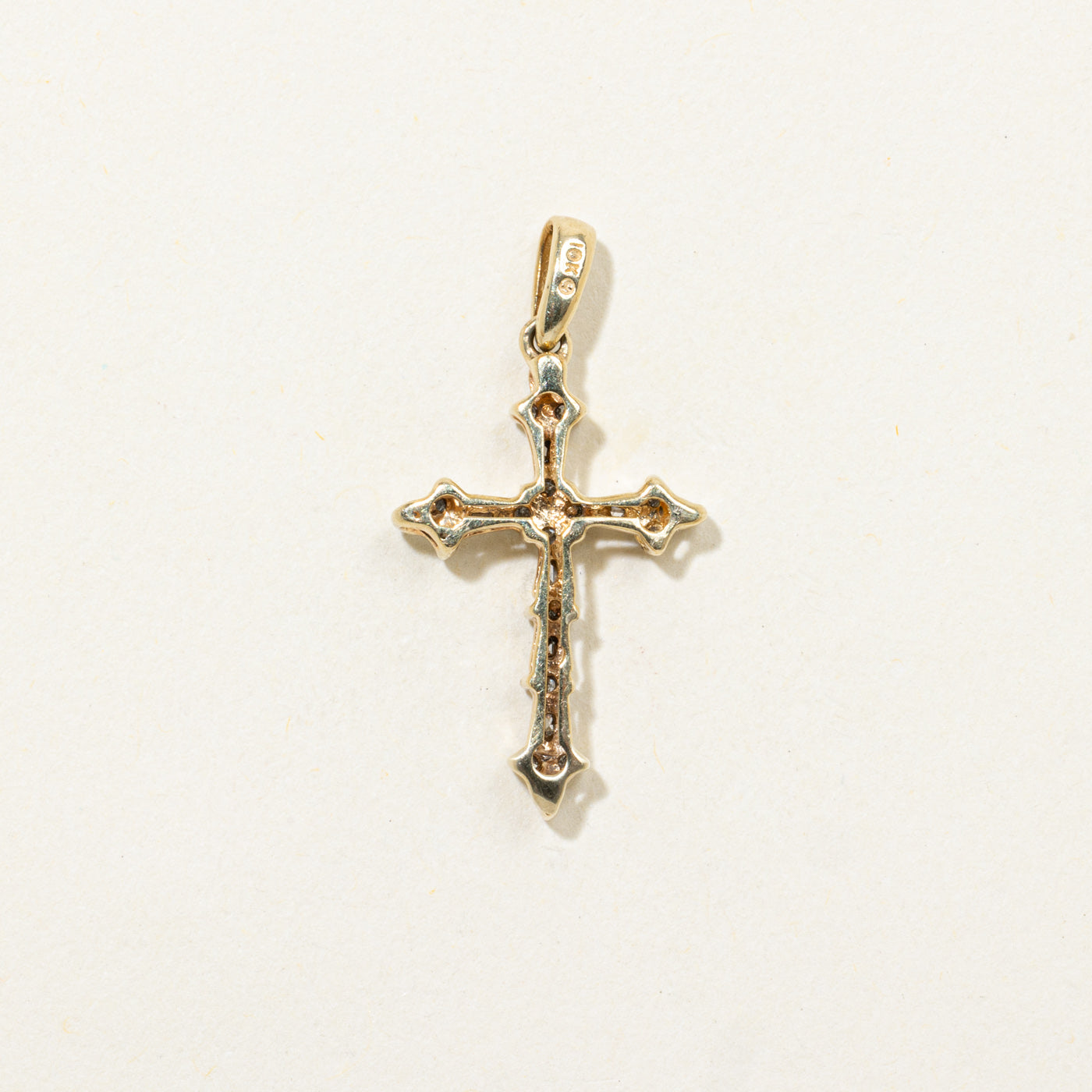 10k Multi Cut Diamond Cross Pendant | 0.03ctw