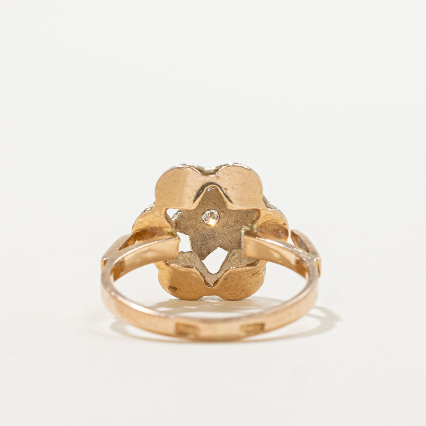 14k Diamond Accented Engraved Floral  Ring | 0.35ctw | SZ 7