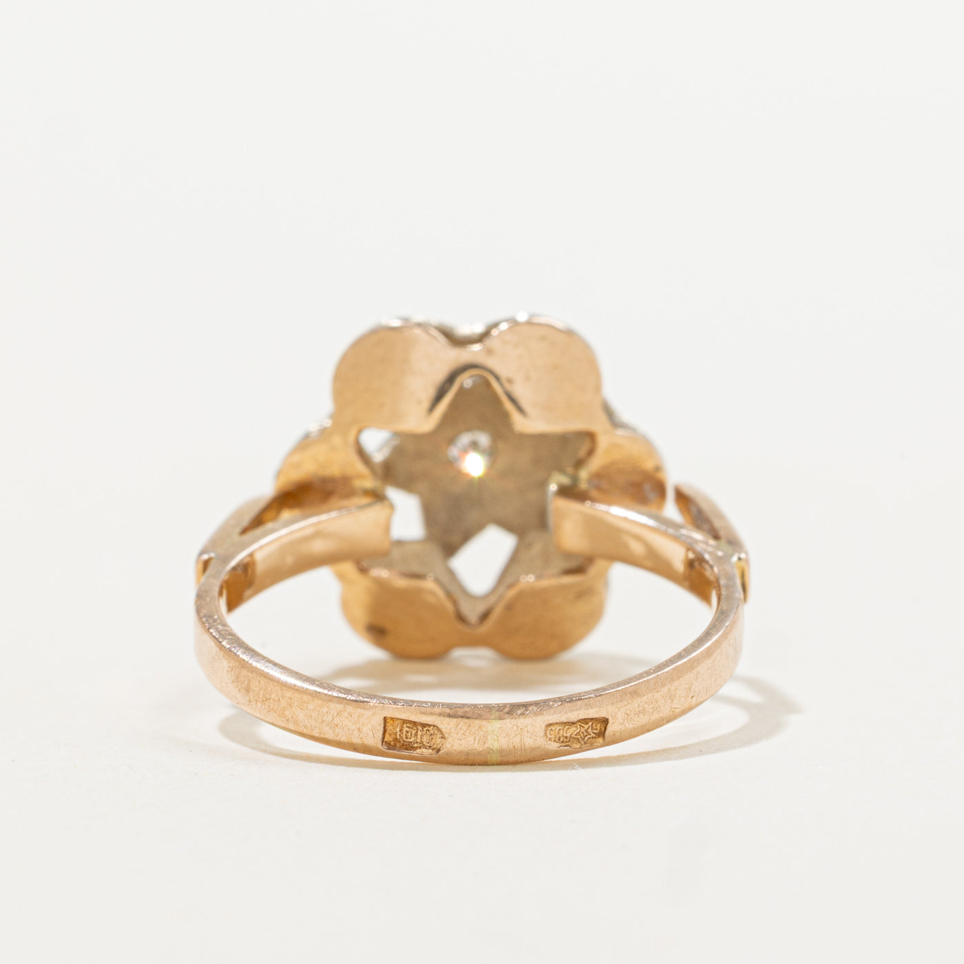 14k Diamond Accented Engraved Floral  Ring | 0.35ctw | SZ 7