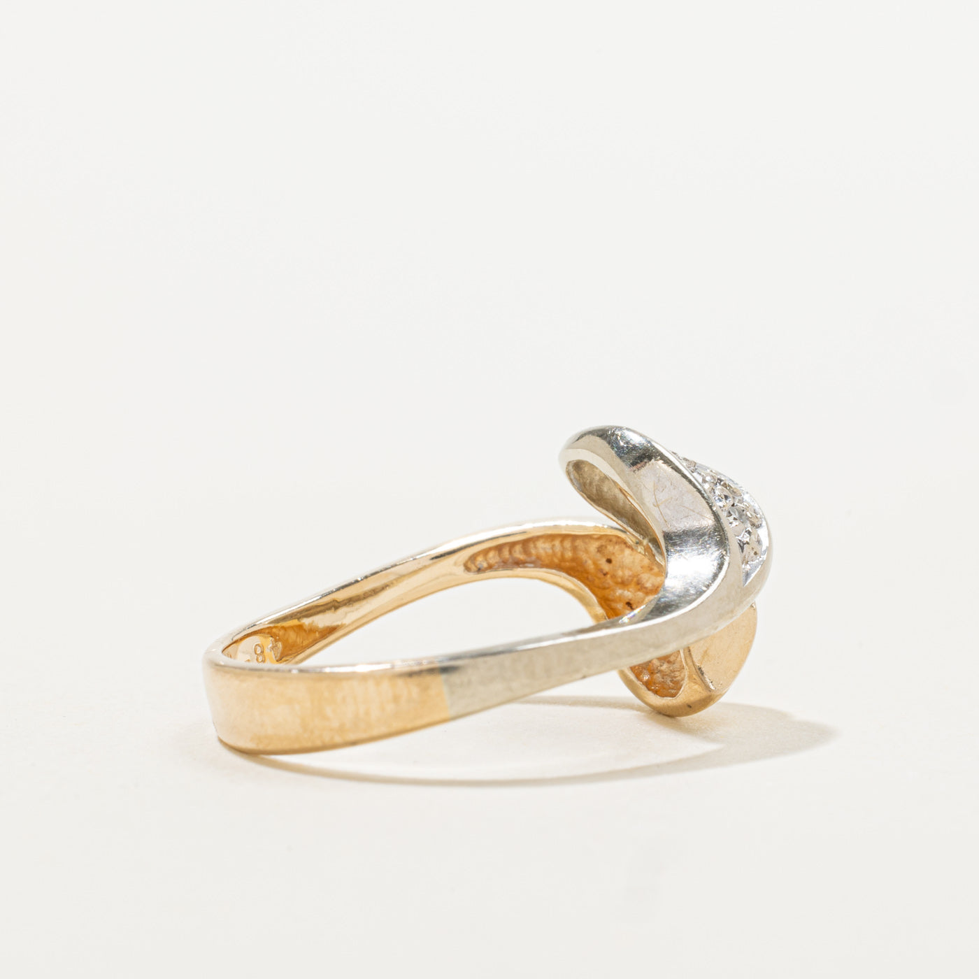 14k Two Tone Gold Diamond Accented Bypass Ring | 0.08ctw | SZ 4.75