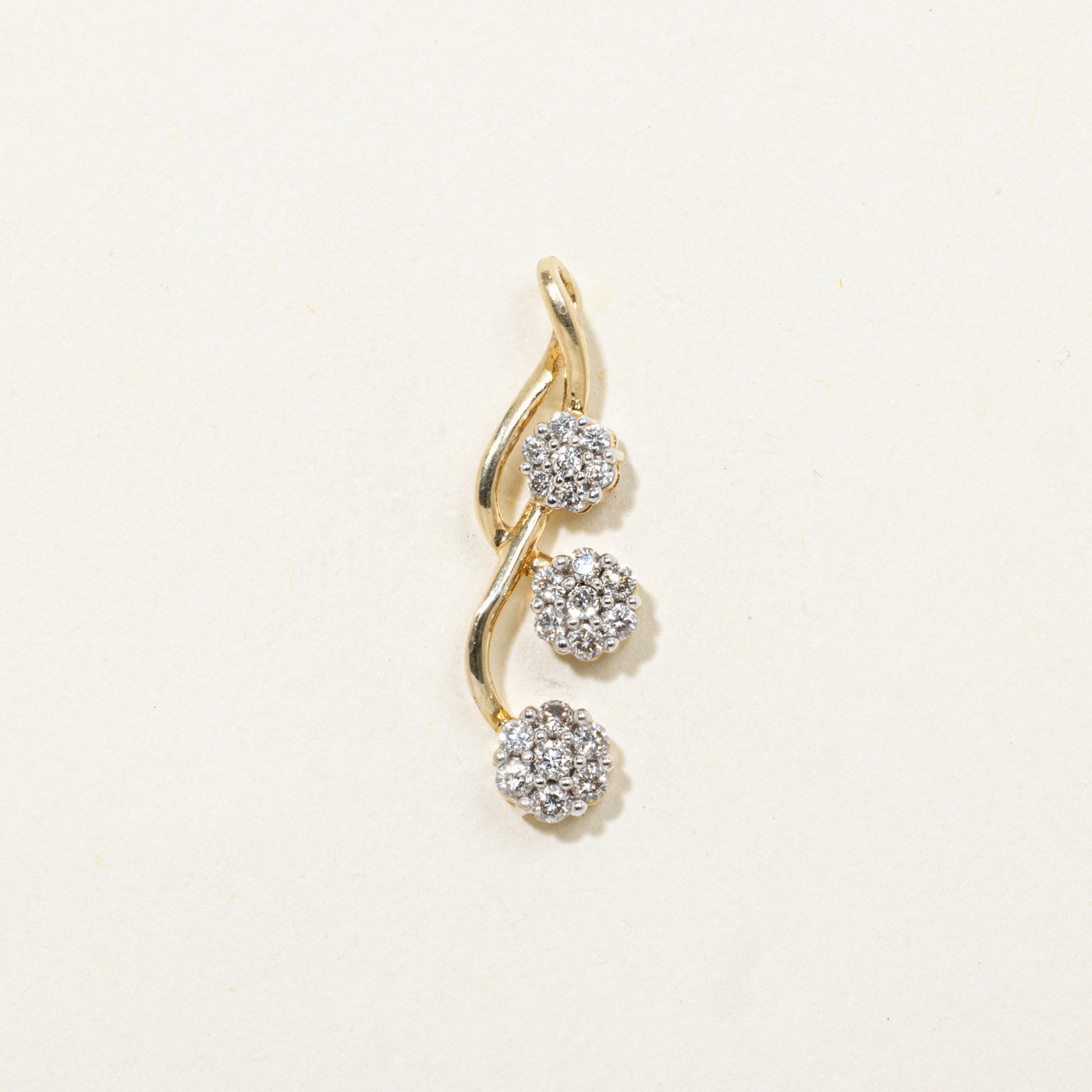 10k Diamond Multi Cluster Drop Pendant | 0.22ctw