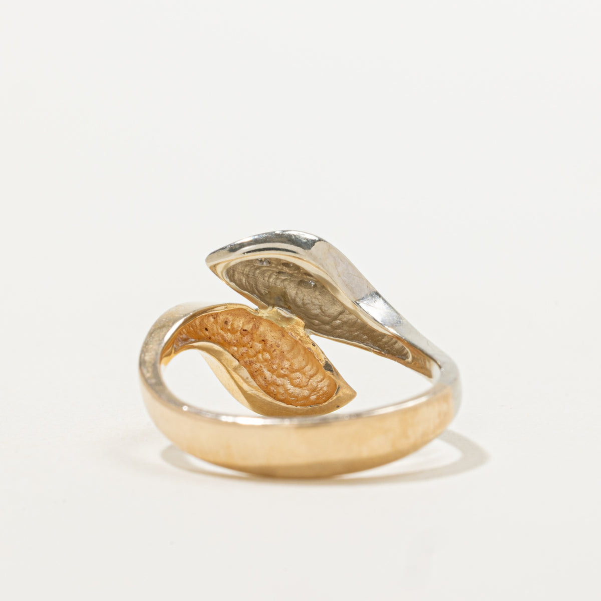 14k Two Tone Gold Diamond Accented Bypass Ring | 0.08ctw | SZ 4.75