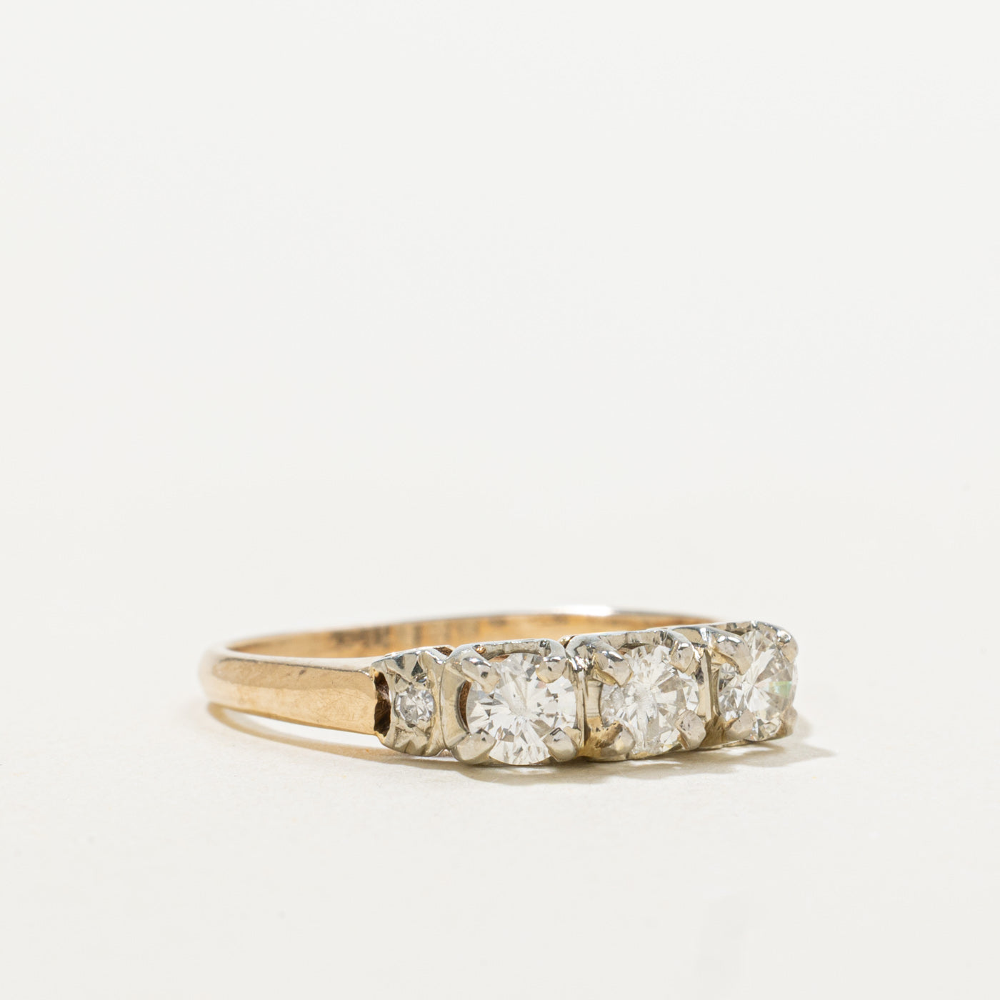 14k Three Stone Diamond Accented Ring | 0.51ctw | SZ 5.75