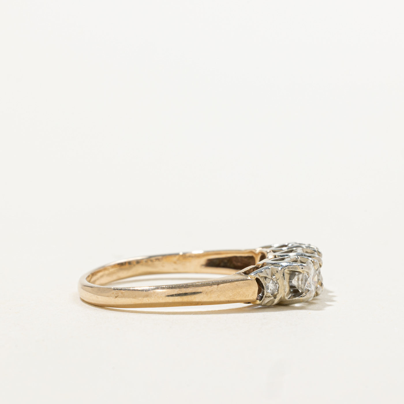 14k Three Stone Diamond Accented Ring | 0.51ctw | SZ 5.75