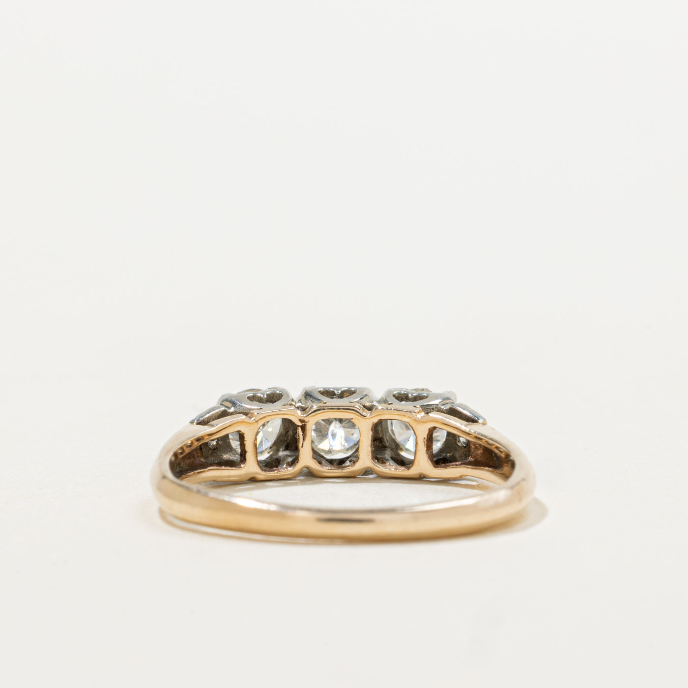 14k Three Stone Diamond Accented Ring | 0.51ctw | SZ 5.75