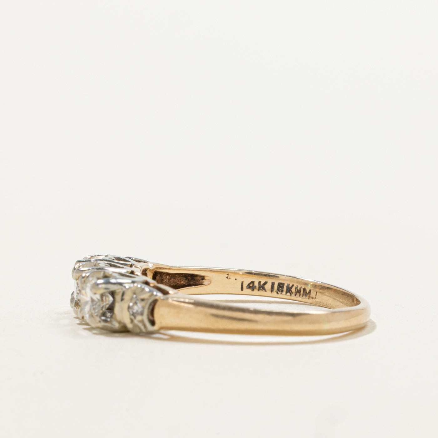 14k Three Stone Diamond Accented Ring | 0.51ctw | SZ 5.75