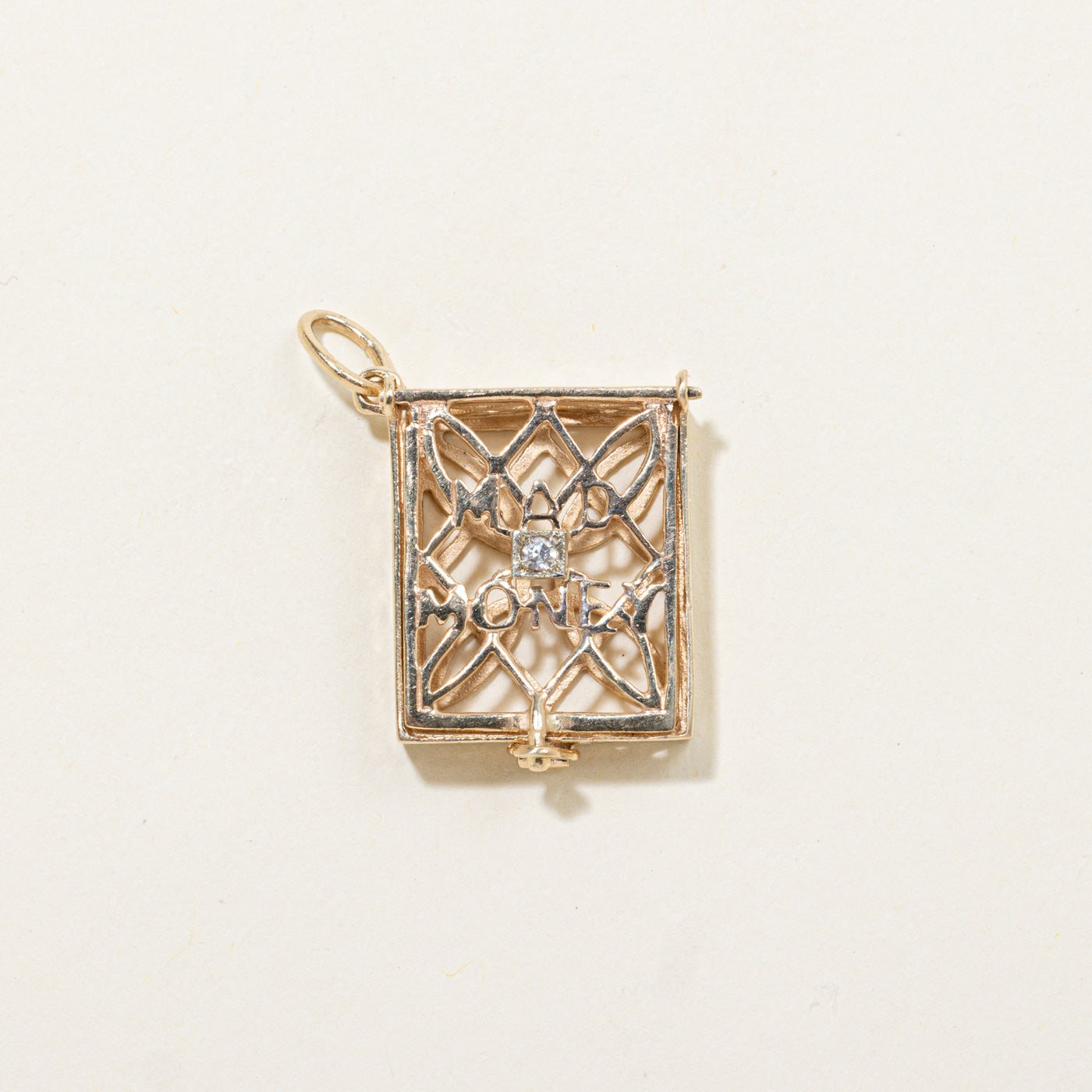 10k Diamond "Mad Money" Box Pendant | 0.03ctw
