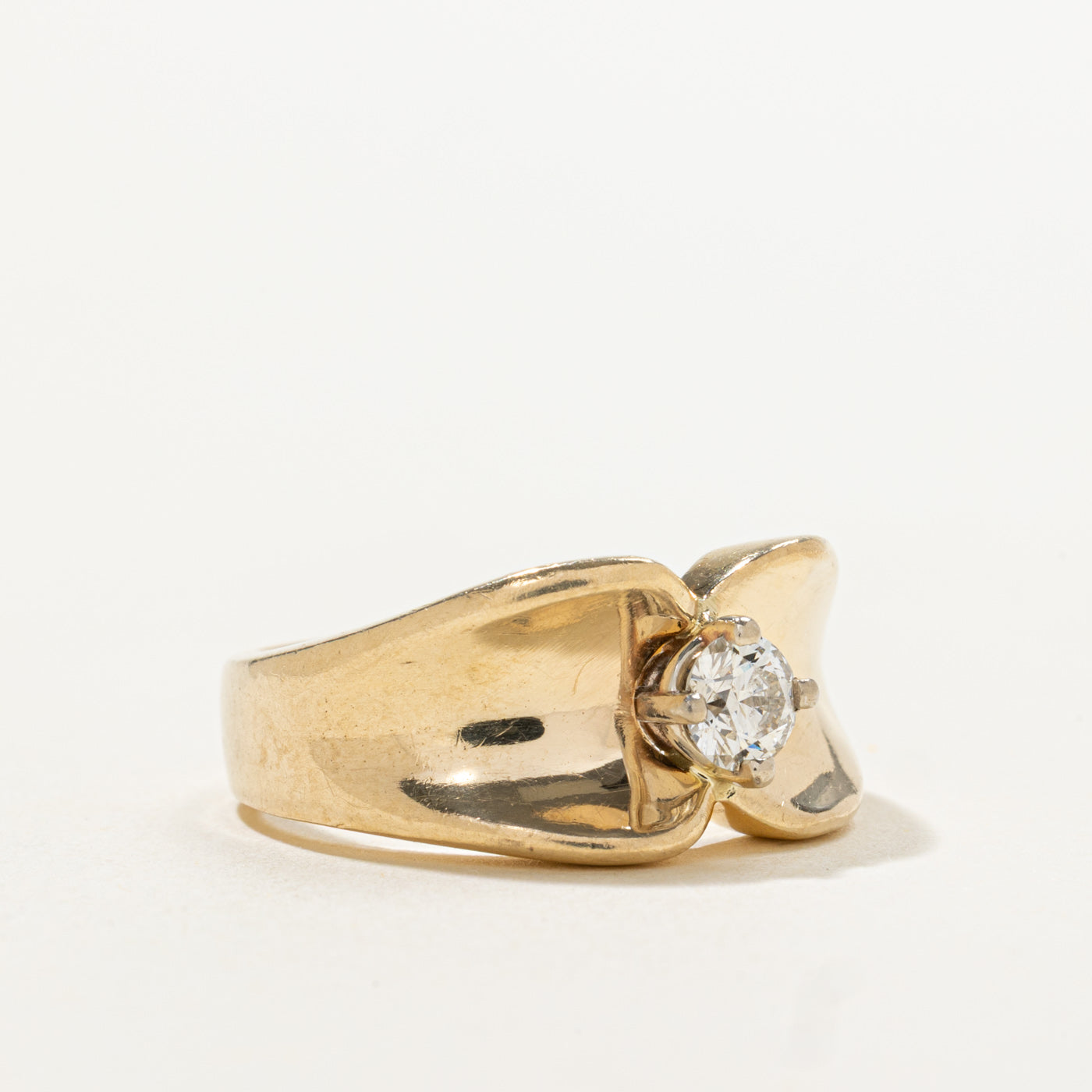 14k Solitaire Diamond Reverse Tapered Ring | 0.30ct | SZ 6