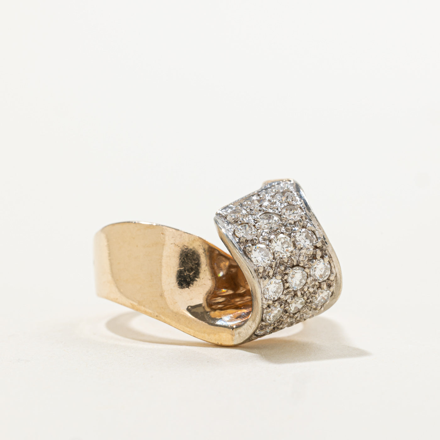 14k Pave Set Diamond Twisted Cocktail Ring | 0.72ctw | SZ 6.75