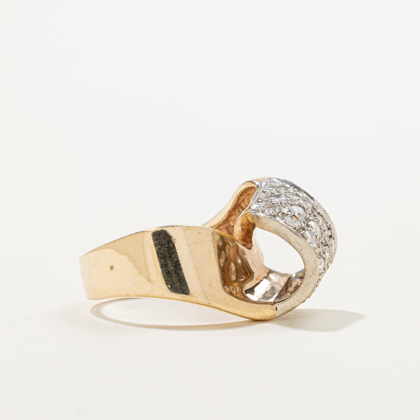 14k Pave Set Diamond Twisted Cocktail Ring | 0.72ctw | SZ 6.75