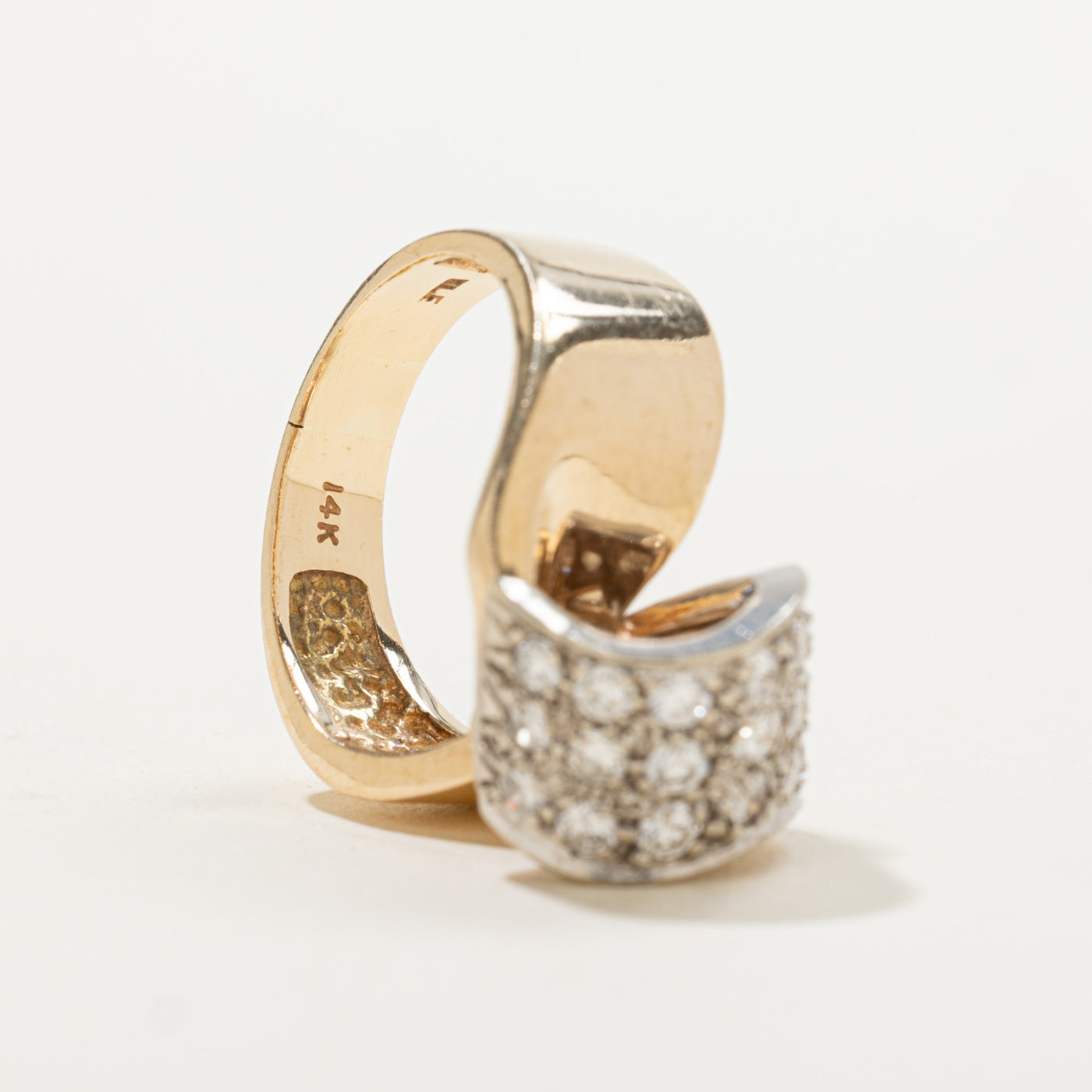 14k Pave Set Diamond Twisted Cocktail Ring | 0.72ctw | SZ 6.75