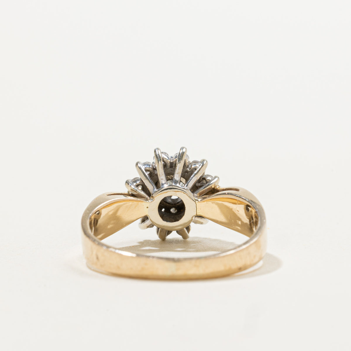 14k Diamond Floral Cluster Reverse Tapered Ring | 0.38ctw | SZ 5.25