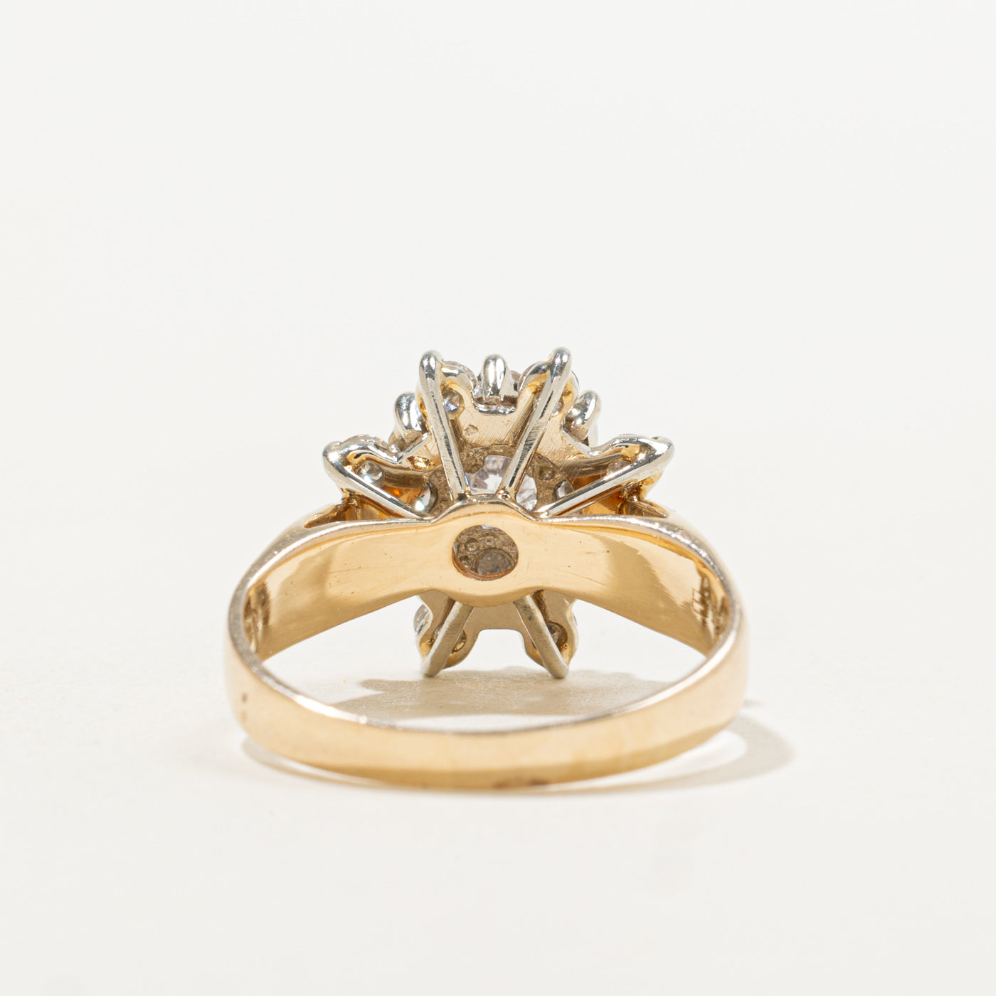 14k Diamond Cluster Floral Reverse Tapered Ring | 2.00ctw | SZ 5.25