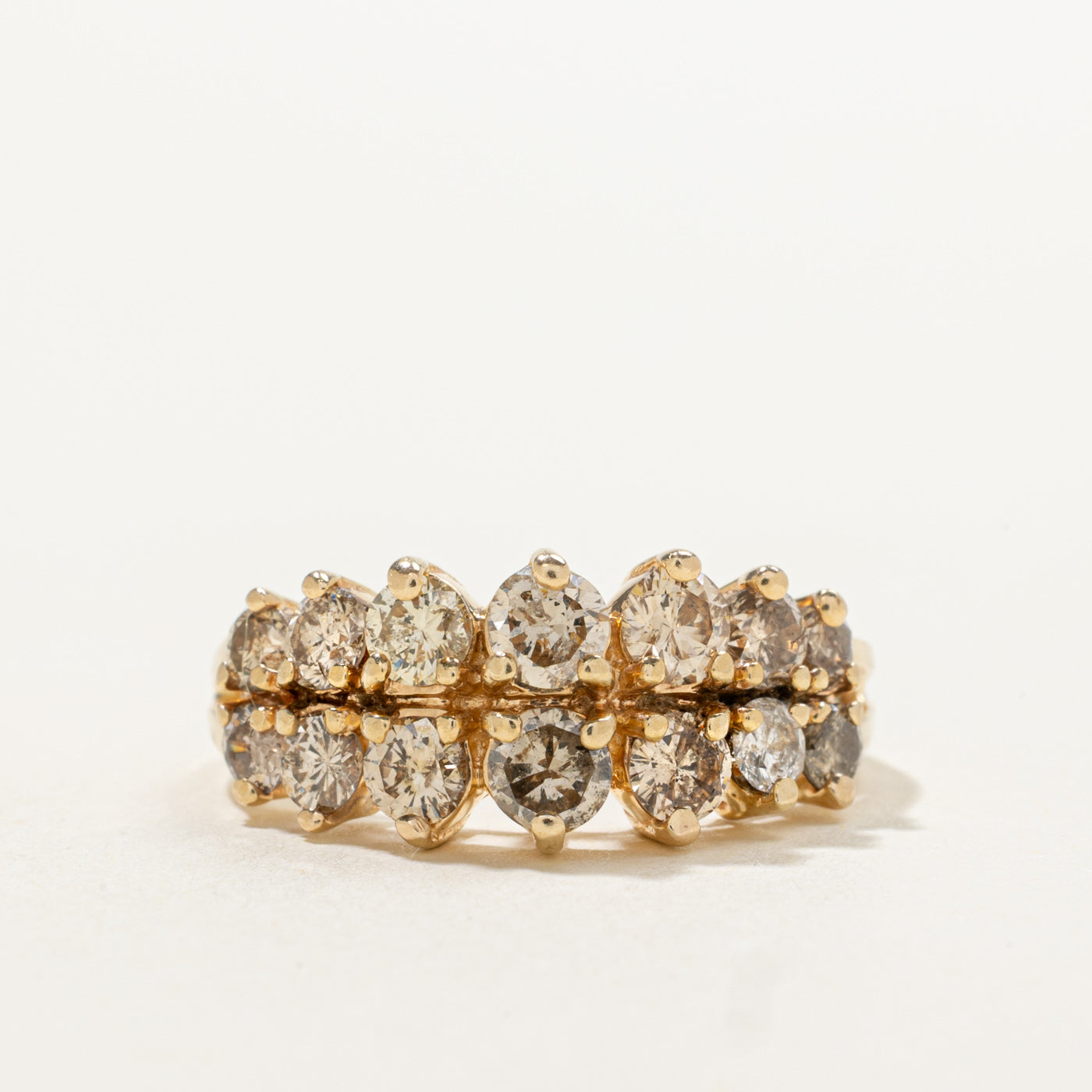 14k Double Row Brown Diamond Ring | 1.42ctw | SZ 8.5