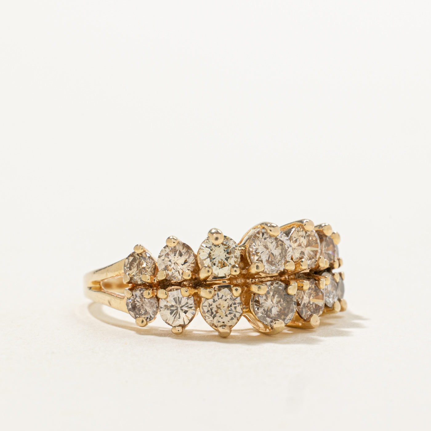14k Double Row Brown Diamond Ring | 1.42ctw | SZ 8.5