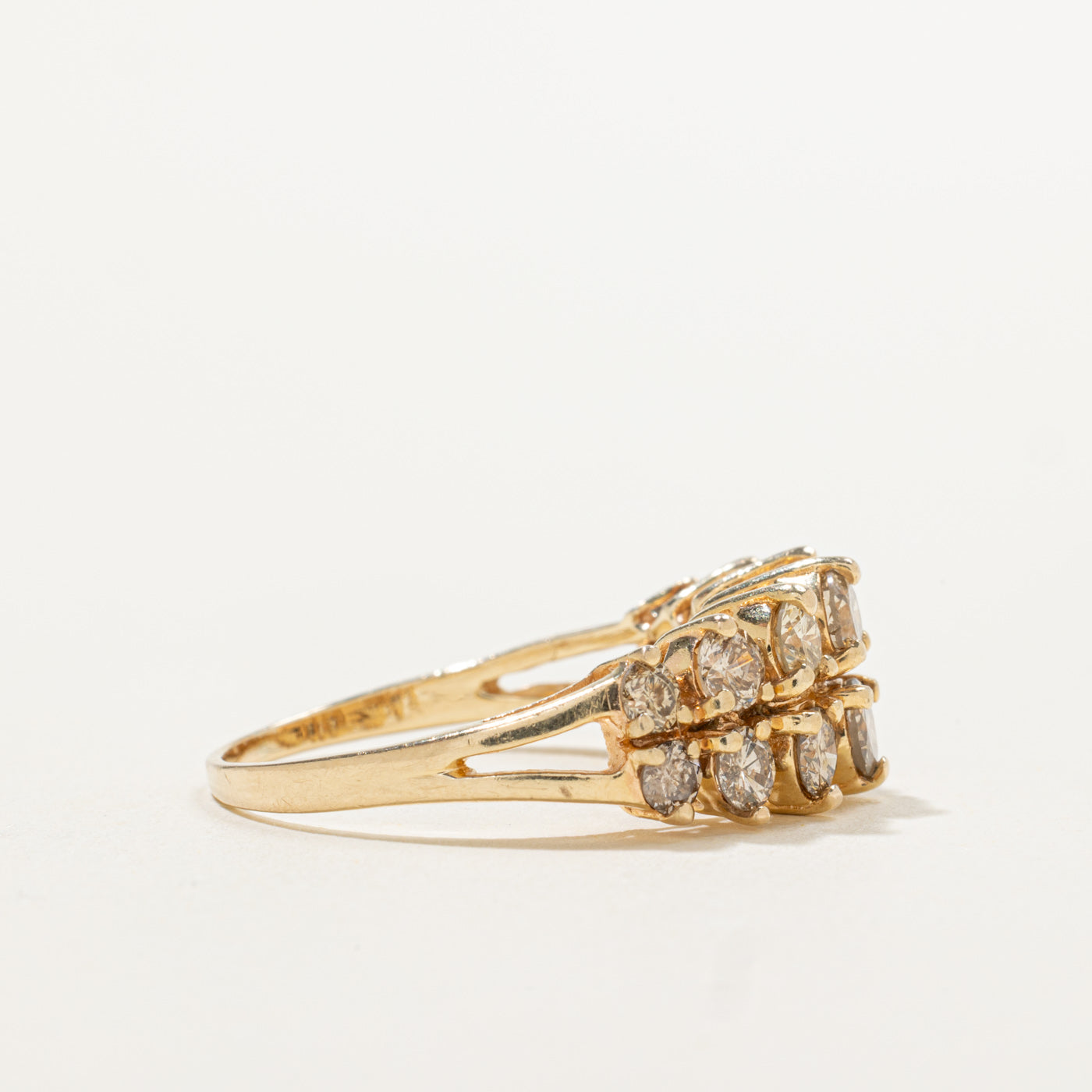 14k Double Row Brown Diamond Ring | 1.42ctw | SZ 8.5