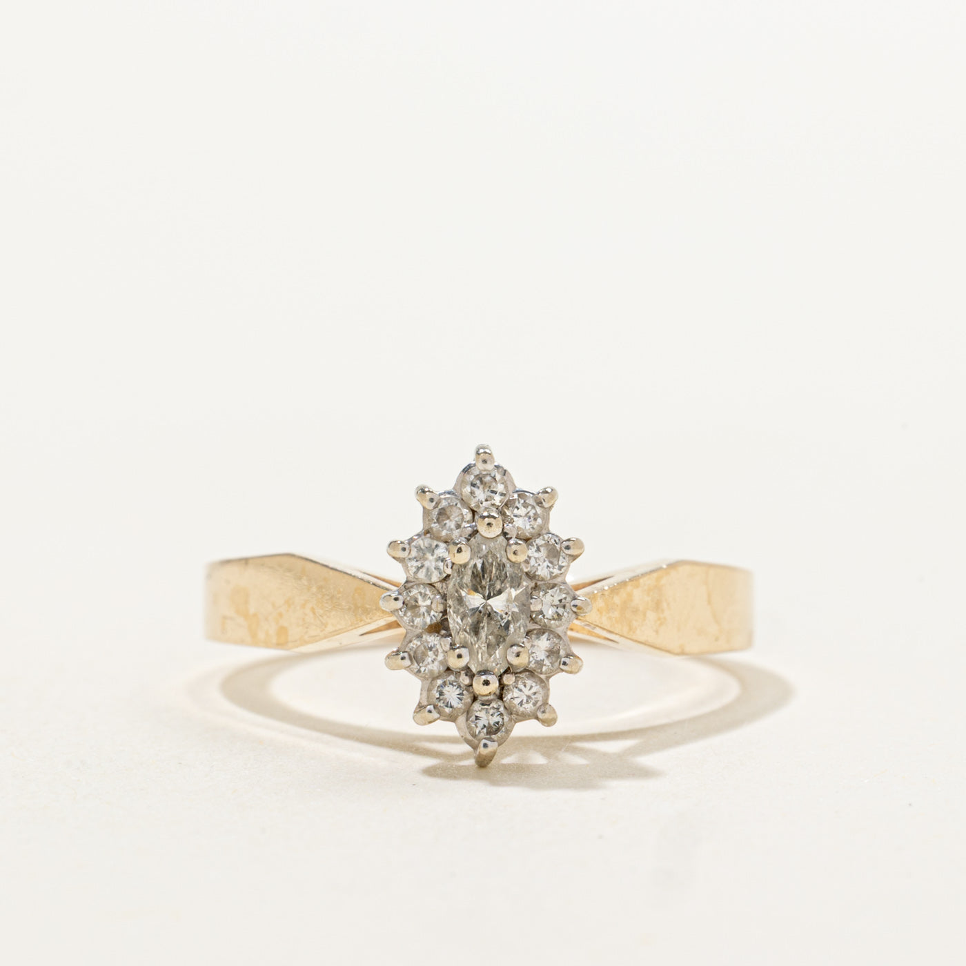 14k Marquise Cut Diamond Petal Halo Ring | 0.27ctw | SZ 6