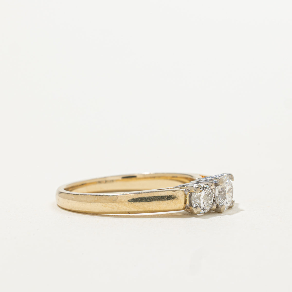 14k Three Stone Diamond Engagement Ring | 0.66ctw | SZ 5.75