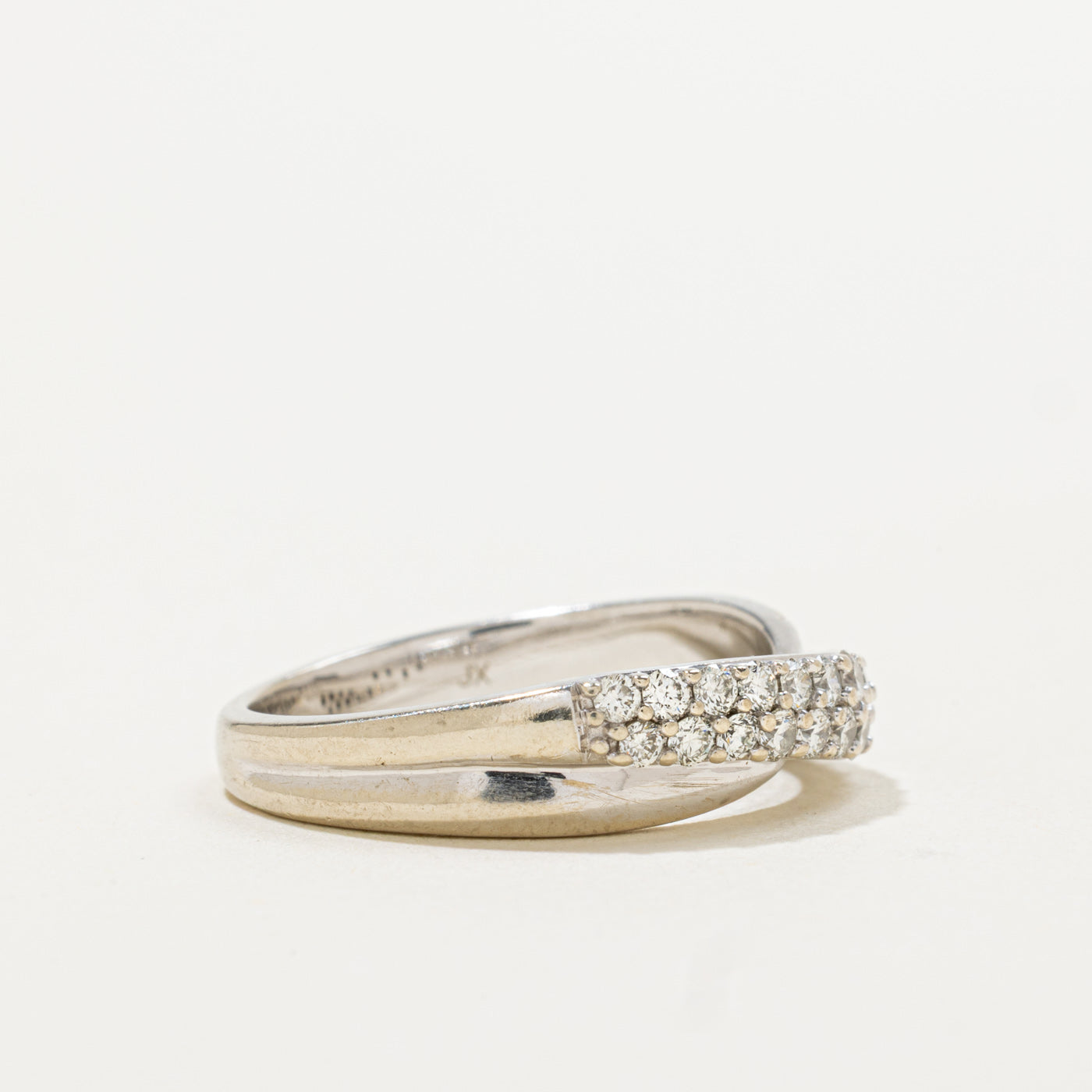 14k Multi Row Semi Eternity Diamond Crossover Ring | 0.56ctw | SZ 7