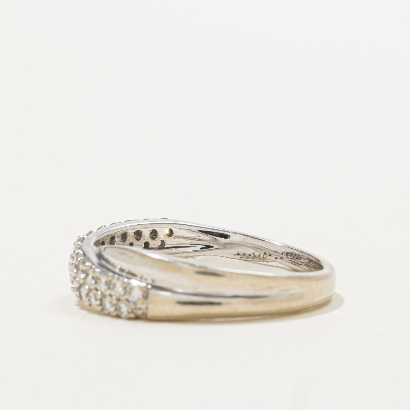 14k Multi Row Semi Eternity Diamond Crossover Ring | 0.56ctw | SZ 7
