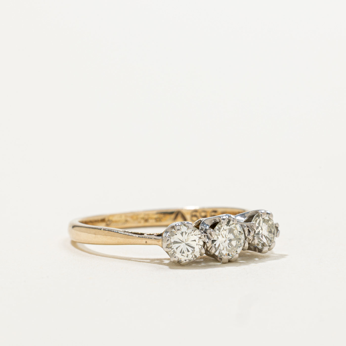 17k Three Stone Diamond Ring | 0.65ctw | SZ 6