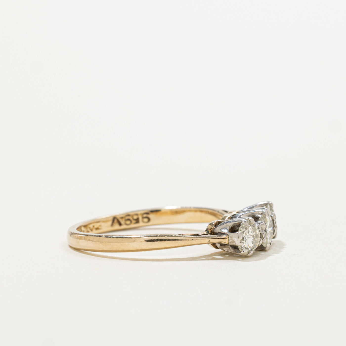 17k Three Stone Diamond Ring | 0.65ctw | SZ 6