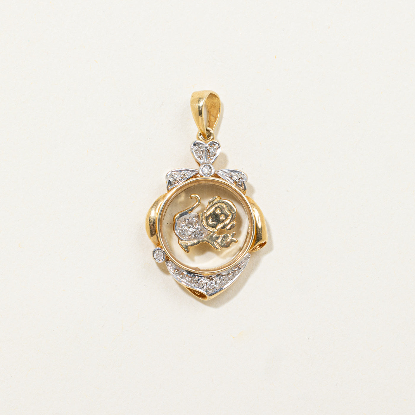 18k Diamond Floating Monkey Pendant | 0.03ctw
