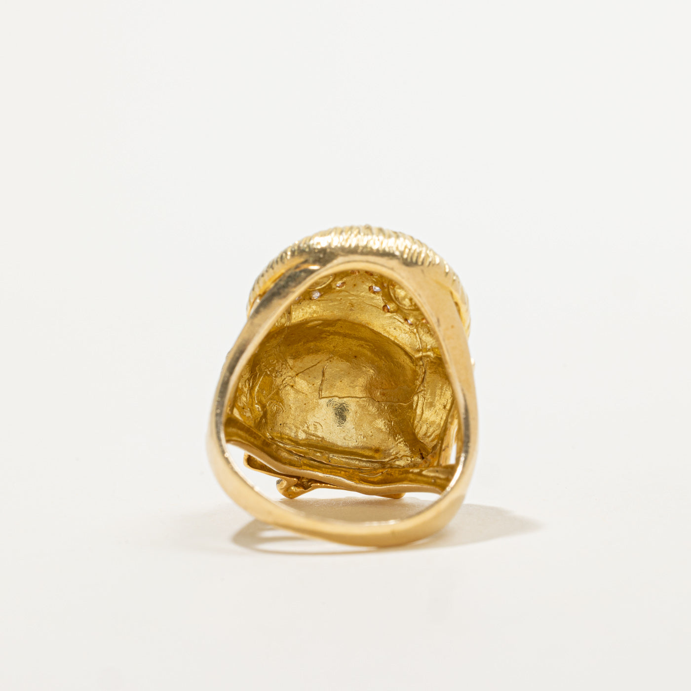 18k Diamond Accented Textured Owl Ring | 0.13ctw | SZ 7.5