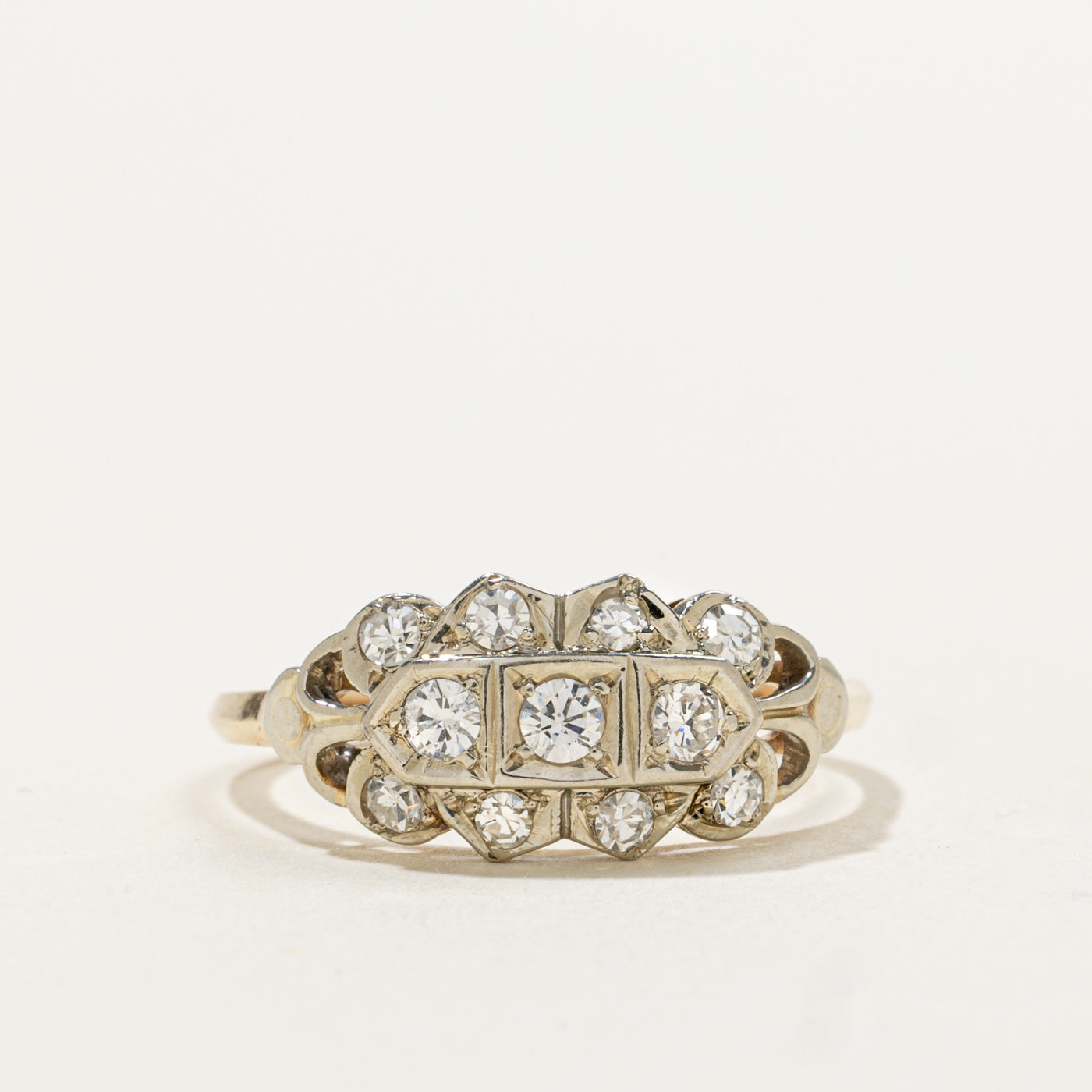 Three Stone Diamond Accented Panel Ring | 0.28ctw | SZ 6.75
