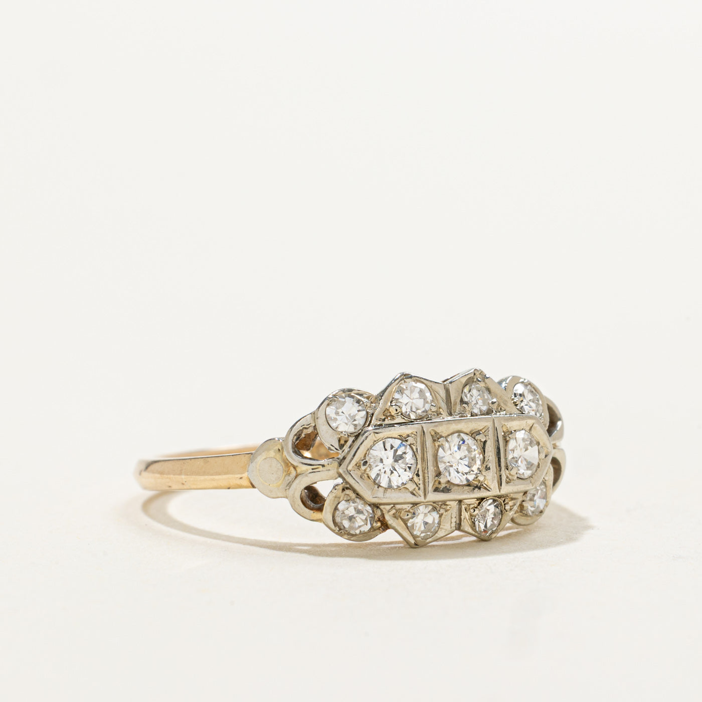 Three Stone Diamond Accented Panel Ring | 0.28ctw | SZ 6.75