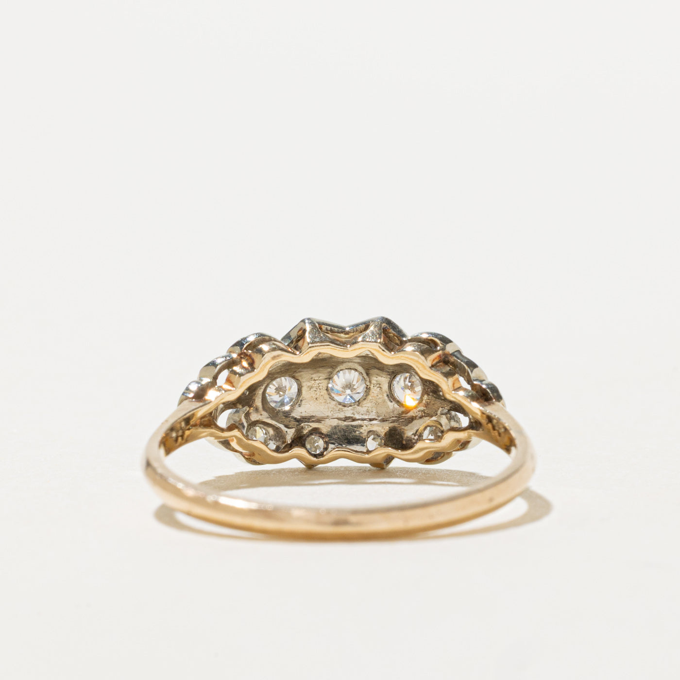 Three Stone Diamond Accented Panel Ring | 0.28ctw | SZ 6.75