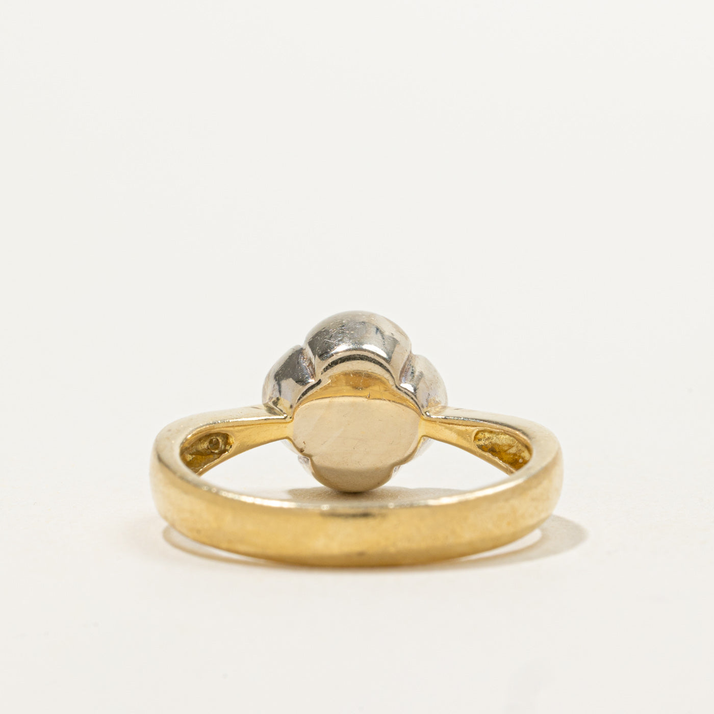 18k Two Tone Solitaire Diamond Floral Ring | 0.38ct VS2 I | SZ 6.25