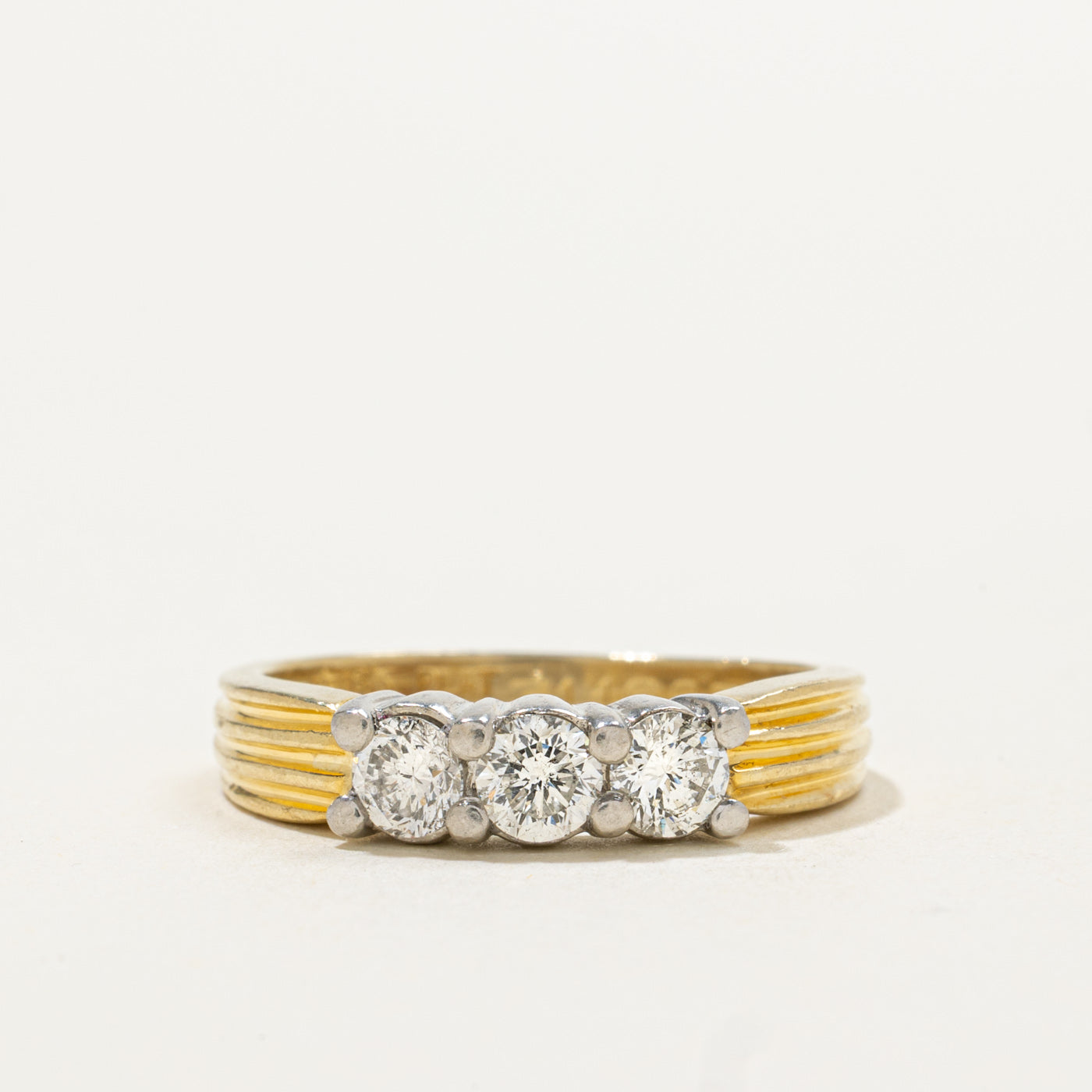 Three Stone Diamond Grooved Ring | 0.60ctw | SZ 6.5