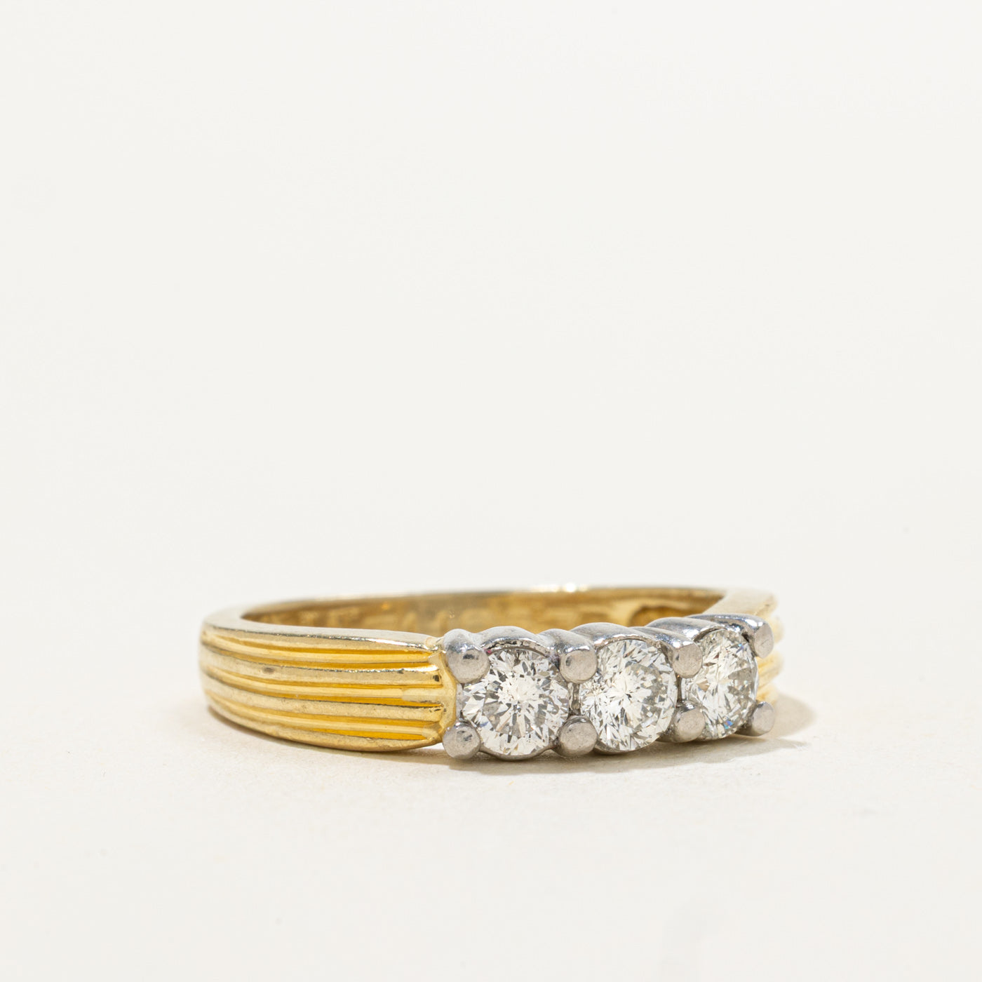 Three Stone Diamond Grooved Ring | 0.60ctw | SZ 6.5