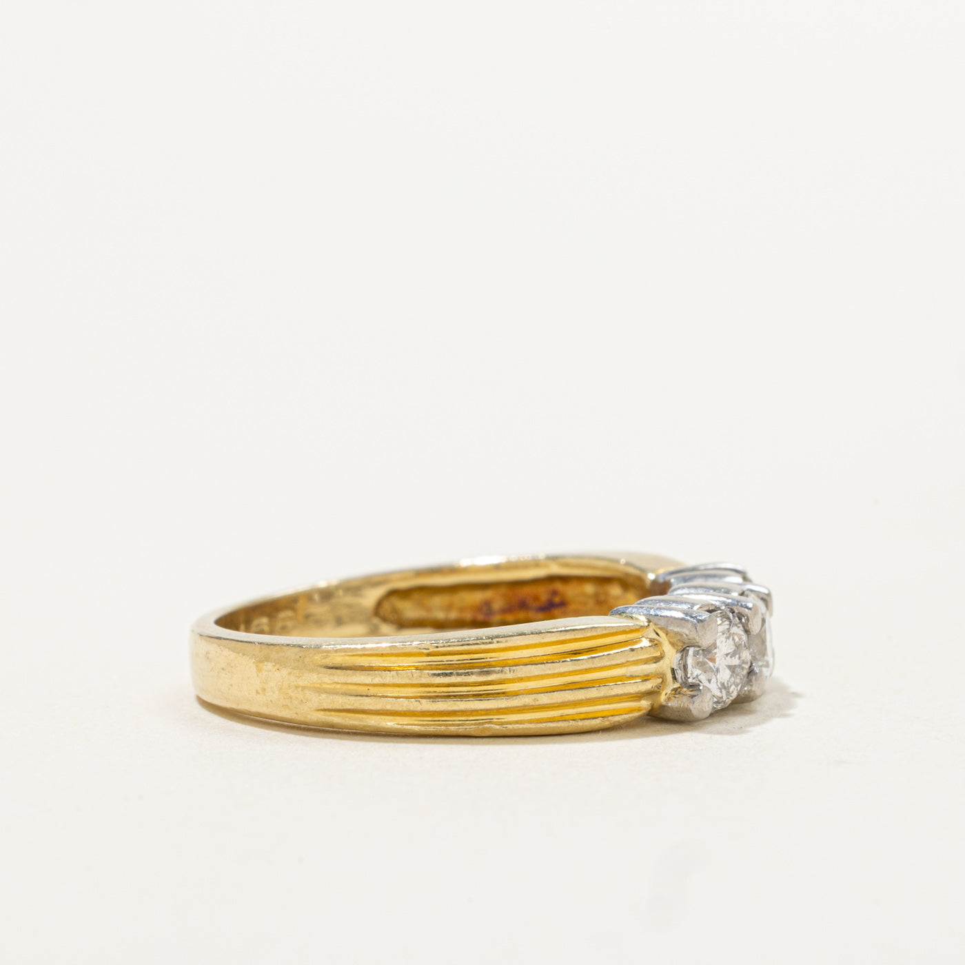 Three Stone Diamond Grooved Ring | 0.60ctw | SZ 6.5