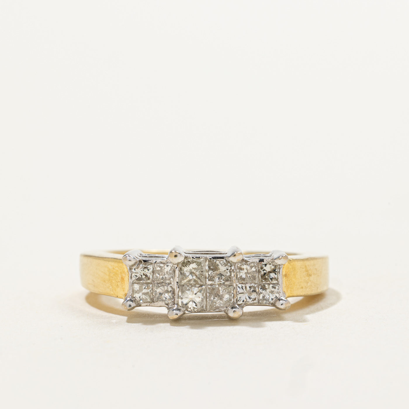 18k Invisible Set Three Stone Princess Cut Diamond Ring | 0.45ctw | SZ 5.75
