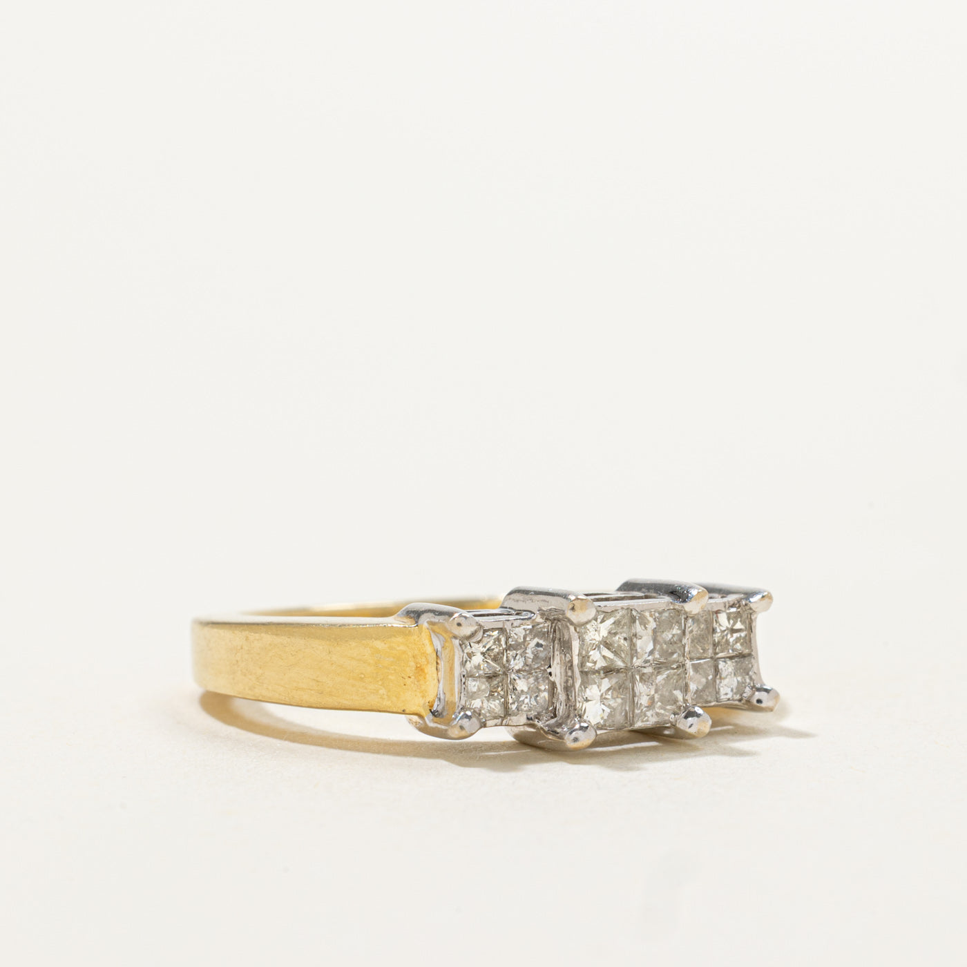 18k Invisible Set Three Stone Princess Cut Diamond Ring | 0.45ctw | SZ 5.75
