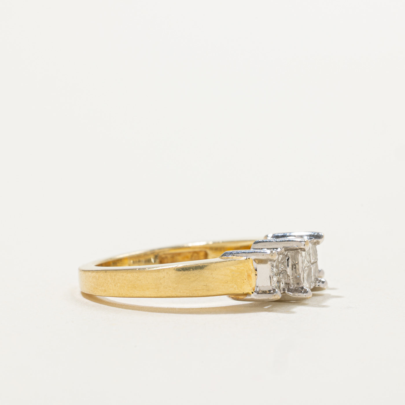 18k Invisible Set Three Stone Princess Cut Diamond Ring | 0.45ctw | SZ 5.75